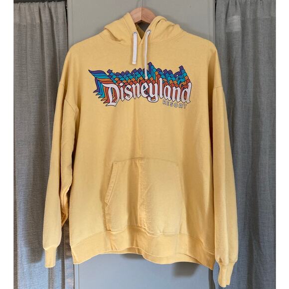 Disneyland Resort Retro Rainbow Logo Hoodie Yellow - Picture 1 of 3